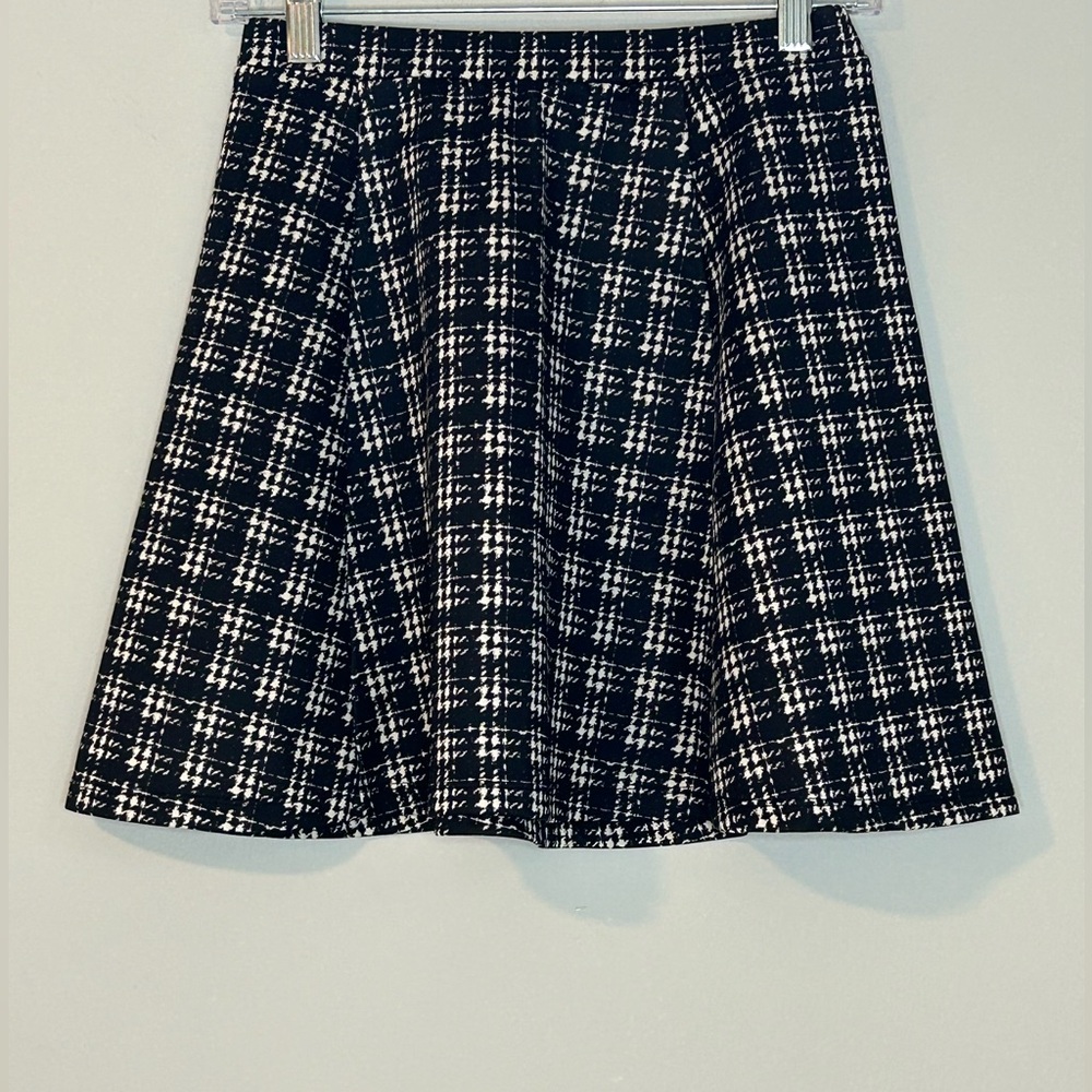 Lily Rose Black & White Houndstooth Skater Skirt - Size Small
